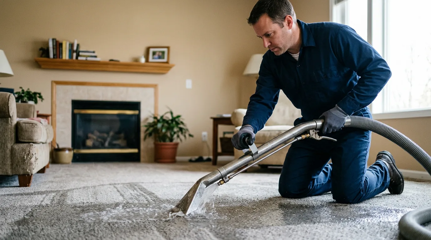 Water damage restoration technician working near East Barre, VT